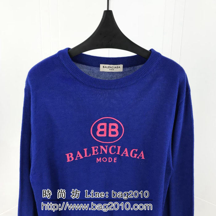 Balenciaga巴黎世家 18ss秋冬 官網同步 雙B刺繡字母針織毛衣 情侶款 ydi1999